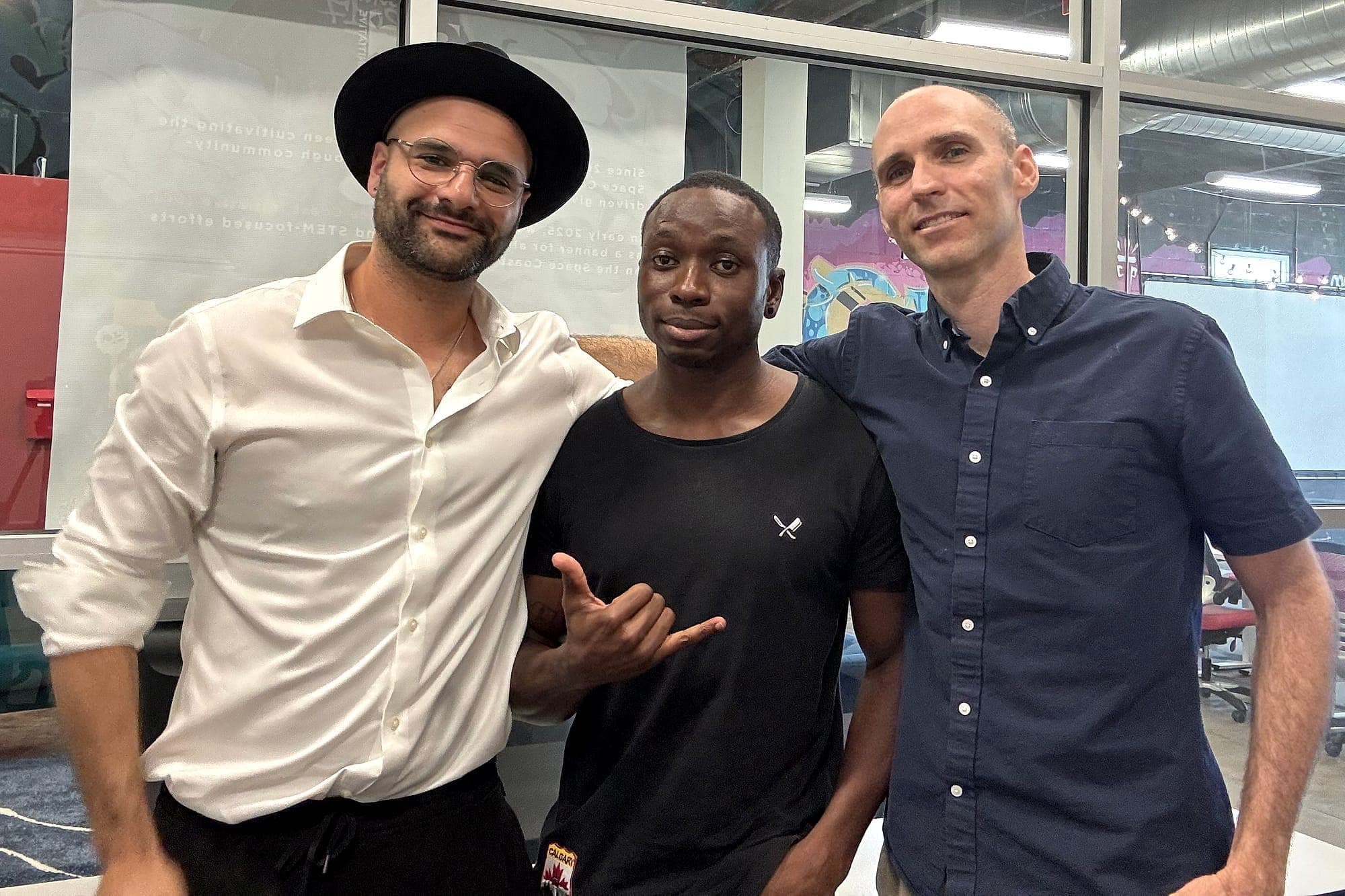 Dr. Siraj Asadi, Johaan Stinson, and Scott Williams, together at the Innoness workspace.